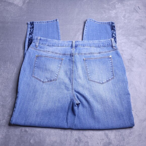 Chicos So Slimming Girlfriend Slim Leg Ankle 14T Jeans Velvet Stripe Stretch - Picture 2 of 8